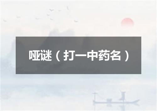 哑谜（打一中药名）