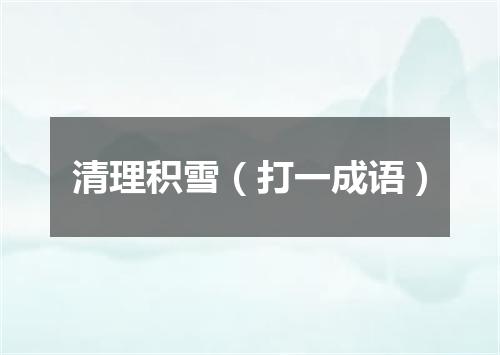 清理积雪（打一成语）