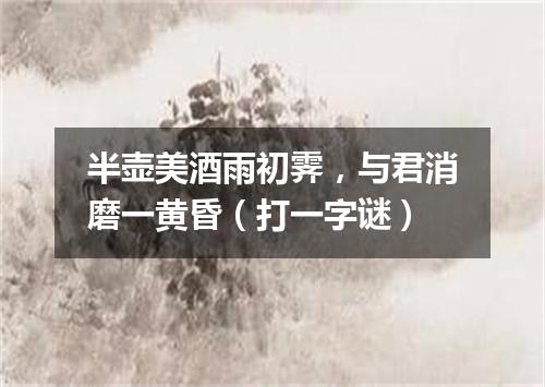 半壶美酒雨初霁，与君消磨一黄昏（打一字谜）