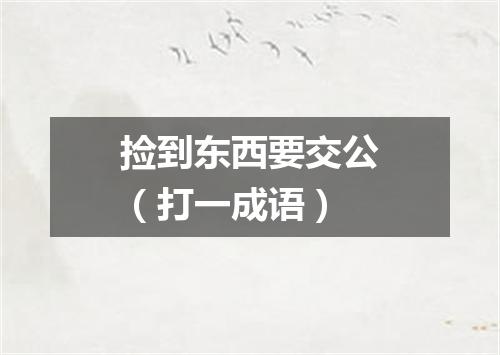 捡到东西要交公（打一成语）