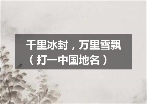 千里冰封，万里雪飘（打一中国地名）