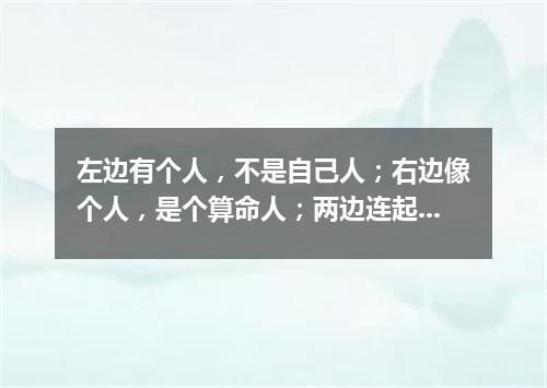 左边有个人，不是自己人；右边像个人，是个算命人；两边连起来，本是一家人；女的服侍人，男的领导人（打一字谜）