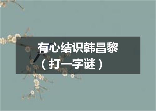 有心结识韩昌黎（打一字谜）