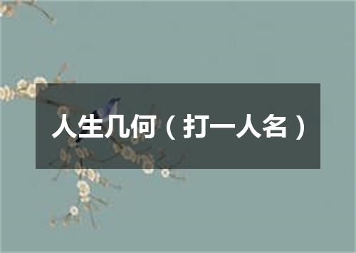 人生几何（打一人名）