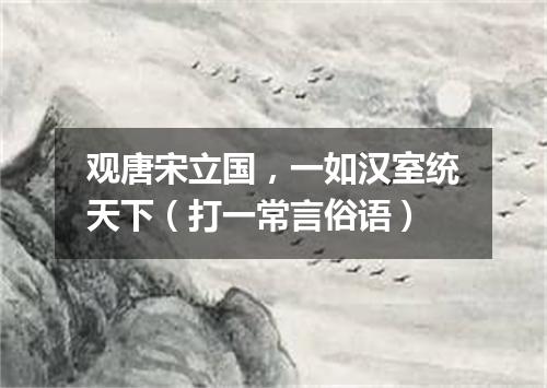 观唐宋立国，一如汉室统天下（打一常言俗语）