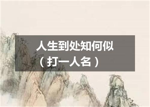 人生到处知何似（打一人名）