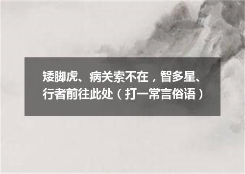 矮脚虎、病关索不在，智多星、行者前往此处（打一常言俗语）