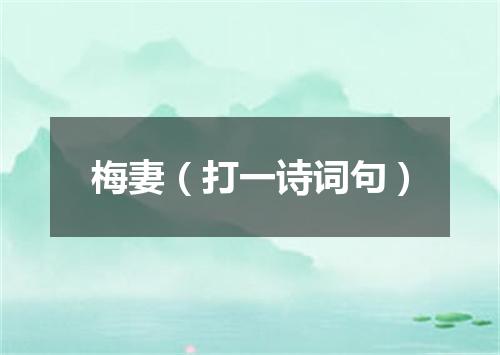 梅妻（打一诗词句）