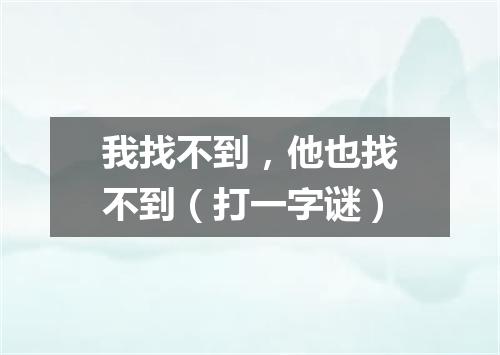 我找不到，他也找不到（打一字谜）