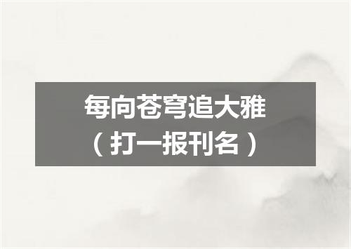 每向苍穹追大雅（打一报刊名）