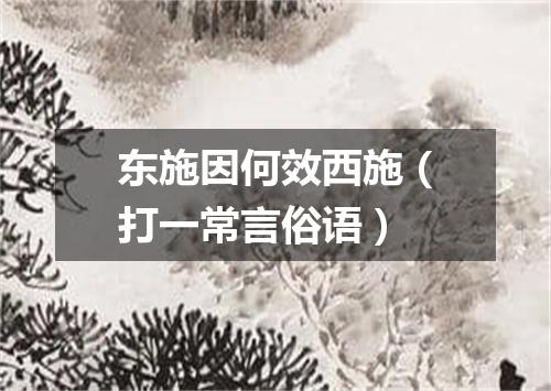 东施因何效西施（打一常言俗语）