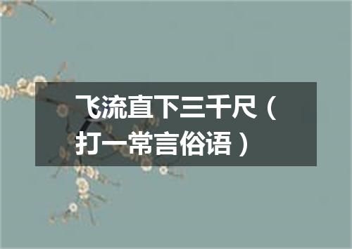 飞流直下三千尺（打一常言俗语）