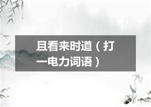 且看来时道（打一电力词语）