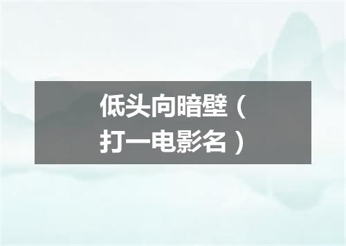 低头向暗壁（打一电影名）