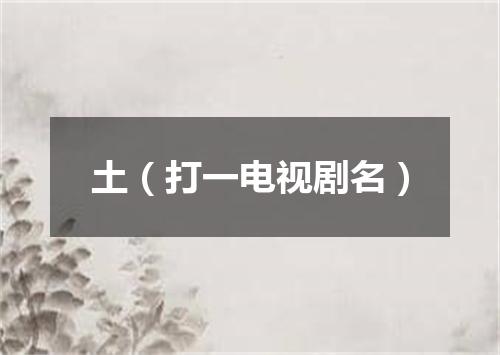 土（打一电视剧名）