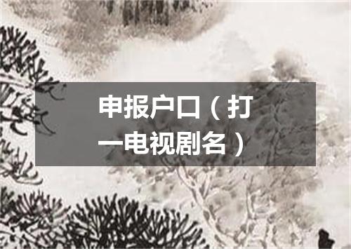 申报户口（打一电视剧名）