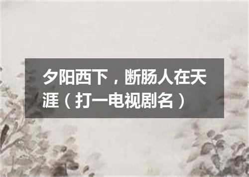 夕阳西下，断肠人在天涯（打一电视剧名）