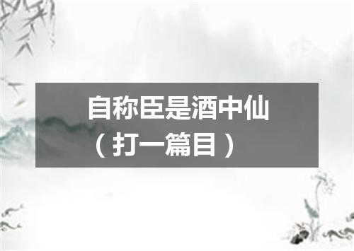 自称臣是酒中仙（打一篇目）