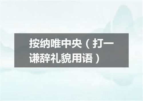 按纳唯中央（打一谦辞礼貌用语）