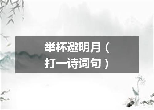举杯邀明月（打一诗词句）