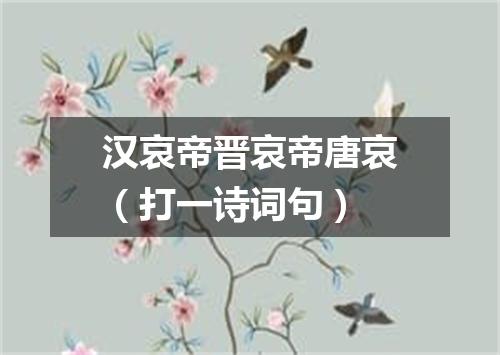 汉哀帝晋哀帝唐哀（打一诗词句）