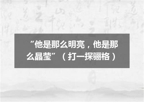 “他是那么明亮，他是那么晶莹”（打一探骊格）