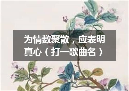 为情数聚散，应表明真心（打一歌曲名）