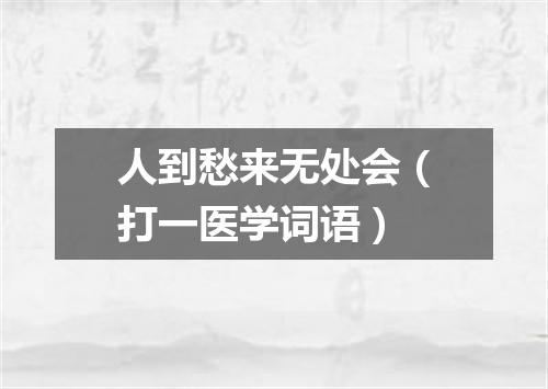 人到愁来无处会（打一医学词语）