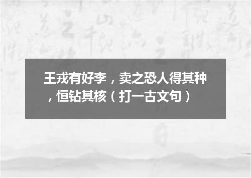 王戎有好李，卖之恐人得其种，恒钻其核（打一古文句）