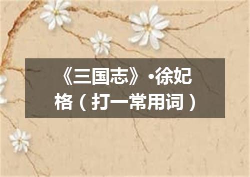 《三国志》·徐妃格（打一常用词）