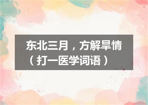 东北三月，方解旱情（打一医学词语）