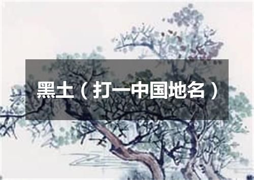 黑土（打一中国地名）