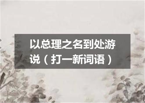 以总理之名到处游说（打一新词语）