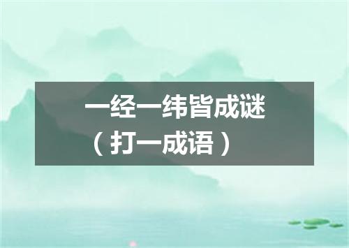 一经一纬皆成谜（打一成语）