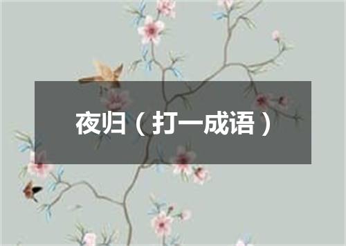 夜归（打一成语）