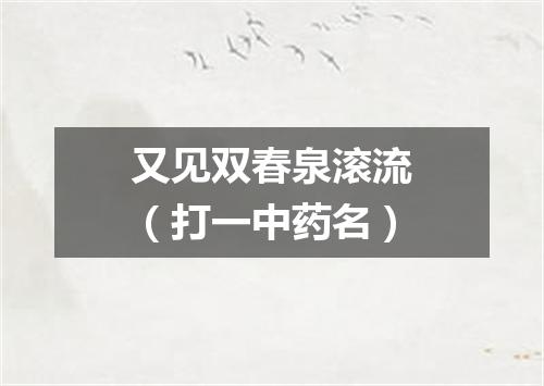 又见双春泉滚流（打一中药名）