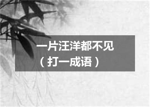 一片汪洋都不见（打一成语）