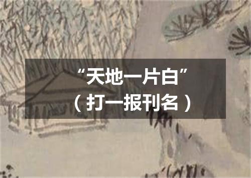 “天地一片白”（打一报刊名）