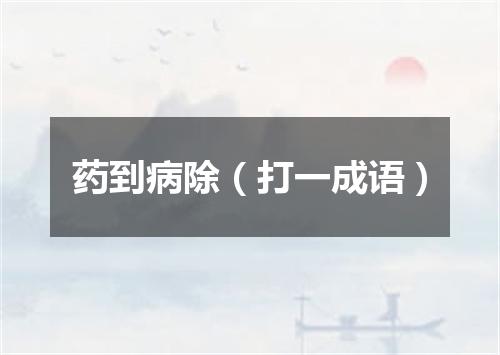 药到病除（打一成语）