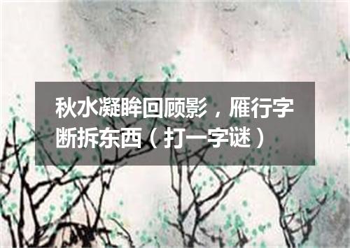 秋水凝眸回顾影，雁行字断拆东西（打一字谜）