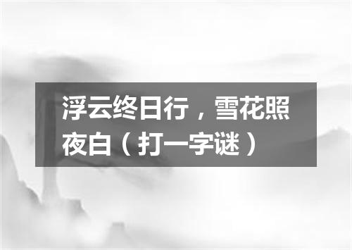 浮云终日行，雪花照夜白（打一字谜）