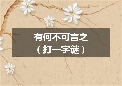 有何不可言之（打一字谜）
