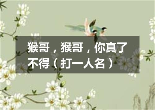 猴哥，猴哥，你真了不得（打一人名）