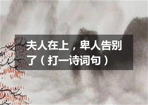 夫人在上，卑人告别了（打一诗词句）