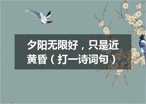 夕阳无限好，只是近黄昏（打一诗词句）