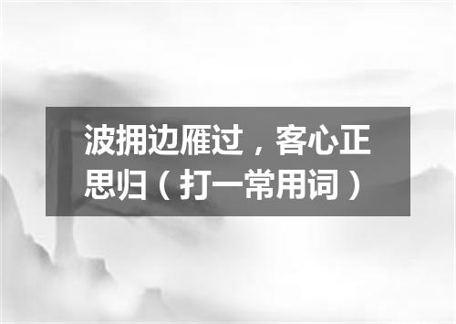 波拥边雁过，客心正思归（打一常用词）