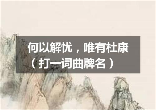 何以解忧，唯有杜康（打一词曲牌名）
