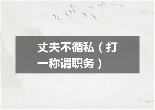 丈夫不循私（打一称谓职务）