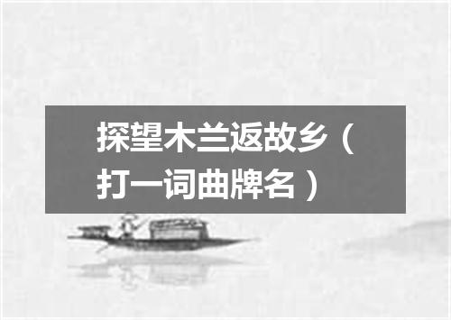探望木兰返故乡（打一词曲牌名）