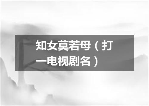知女莫若母（打一电视剧名）